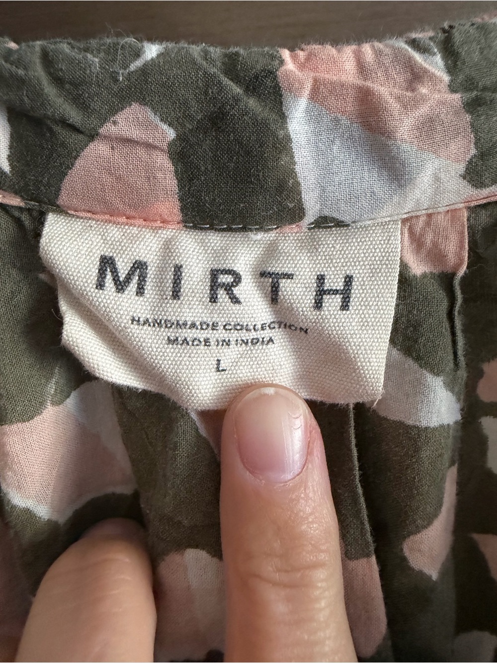 MIRTH Handmade Collection Geometric Block Print Dress Size L - Picture 4 of 6